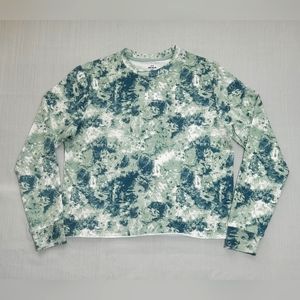 Under Armour Shirt Womens Medium Green Long Sleeve Rival Terry Print Crew Warmup